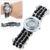 LC Fashion Rhinestone Decoration Quartz Analog Watch with Round Dial for Female - Black