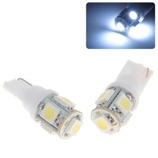 White Light 5 x SMD 5050 LEDs T10 Car Light - 1 Pair