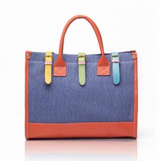 Fashion and Casual Color Block and Buckle Design Women's Handbag
