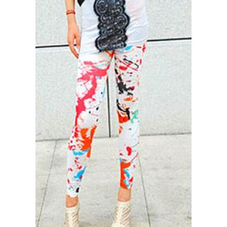 Korea Style and Stylish Scrawl Pattern Skinny Elastic Leggings