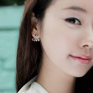 Sweet Style Letter Love Embellished Stud Earrings