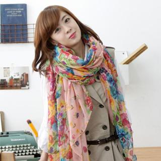 Graceful Sweet Style Flower Pattern Long Wrap For Women