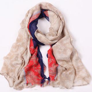 Bohemia Vintage Style Two-Toned Flower Pattern Transparent Women's Scarf