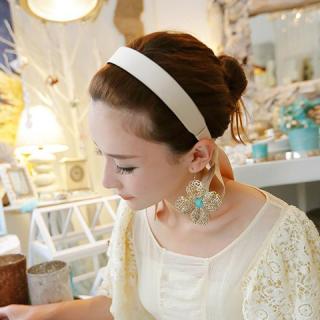 Graceful Style Gemstone Inlaid Flower Shape Drop Earrings