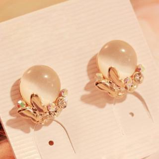 Sweet Style Opal and Butterfly Embellished Stud Earrings