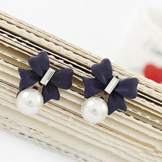 Vintage Style Bowknot and Pearl Embellised Stud Earrings