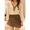 Ethnic Style Beaded V-Neck Long Sleeves Women's White Chiffon Blouse