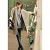 Morden Style Loose-Fitting Deep V-Neck Double Pocket Short Batwing Sleeves Knitting Women's Long Sweaters