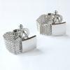 Rectangle Shape Exquisite Design Silver Men Cufflinks One Pair
