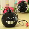 Portable Mini Black Bomb Speaker Toothy Smile Face Stereo Music Player with Key Chain