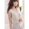 Sweety and Charming Design V-Neck Sleeveless Fringe Decorated Solid Color Vest For Women