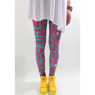 Hand-Painted Letter Print Youth Women's Leggings