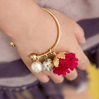 Elegant Sweet Style Flower & Owl Shape Pearl Embellished Bracelet