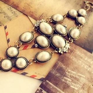 Gorgeous Pearl Inlaid and Flower Embellished Muti-layered Bracelet For Women