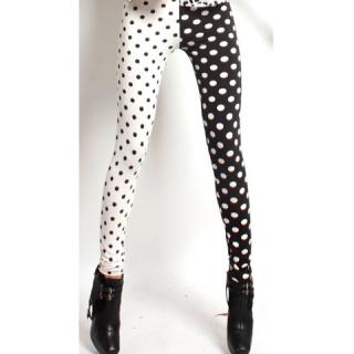 New Style Polka Dot Black and White Design Elastic Slimming Milk Silk Women's Leggings