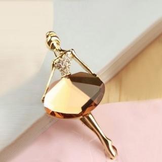 Cute Elegant Style Ballerina Shape Gemstone Embellished Brooch For Women