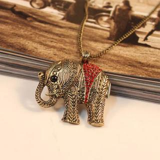Retro Cute Style Elephant Shape Rhinestone Embellished Sweater Chain For Women