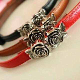 Retro Style Candy Color Rose Buckle Embellished Belt