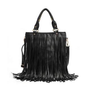 Casual Stylish Solid Color Tassels Zipper Design Women's Shoulder Bag
