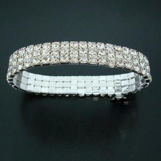 Exquisite Style Three Layers Rhinestone Embellished Stretch Bracelet For Women
