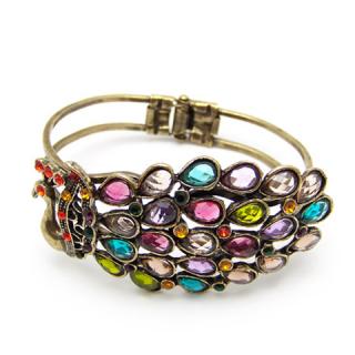 Bohemian and Gorgeous Style Peacock Shape Colored Rhinestone Bracelets For Women