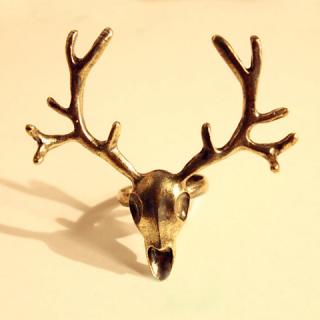 Exaggerated Retro Style Elk Antlers Shape Finger Ring For Women
