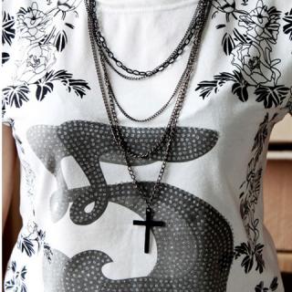 Retro Style Cross Pendant and Muti-layered Sweater Chain For Women
