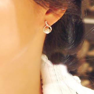 Elegant Style Rhinestone Inlaid Waterdrop Shape Stud Earrings For Women