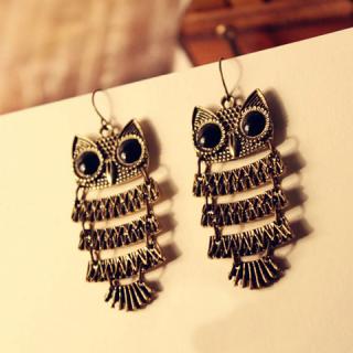 Pair of Retro Sweet Style Owl Shape Drop Earrings For Women