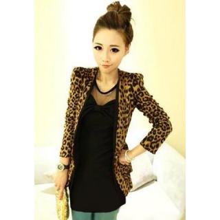 Trendy Leopard Print Shrug Women's Blazer