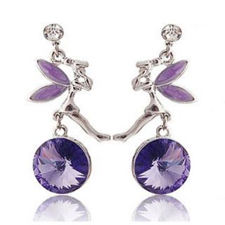 Pair of Elegant Stunning Style Fairy Shape Rhinestone Embellished Drop Earrings For Women