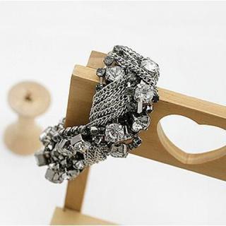 Punk Luxurious Style Rhinestone and Gemstone Embellished Bracelet For Women