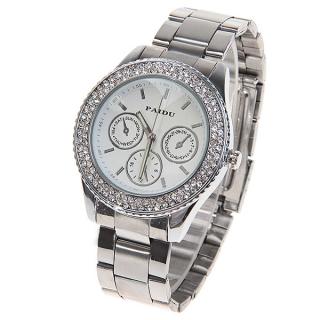 PaiDu Quartz Analog Watches for Women with Strips Hour Marks Round Dial in Fashion Design (Silver)