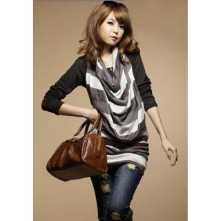 New Arrival Stripe Knitting Vest and Black Shirt For Female