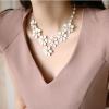 Elegant Style Flower Patterns and Faux Pearl Embellished Necklace For Women
