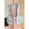 Retro Style Flouncing Purfle Embellished Sleeveless Jeans Light Blue Women's Waistcoat