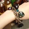 Retro Style Peacock Feather Pattern Gemstone Inlaid and Mutielement Bracelet For Women