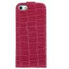 Alligator Patterned Style Leather Cover for iPhone 5 in Fashion Design - Red