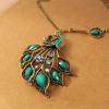Retro Stunning Style Peacock Shape Artificial Gemstone Embellished Sweater Chain For Women