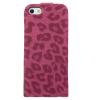 Classical Design Leopard Pattern Soft Protective Leather Cover Case for iPhone 5 (Plum)