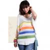 Stylish Batwing Sleeve Rainbow Embellished Chiffon T-Shirt For Women