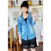 Vintage Washed-Out Long Sleeve Women's  Denim Shirt 
