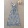 New Popular Fashion Style Blue and White Porcelain Decorative Pattern V-neck Tailed Dress