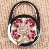 Delicate Stylish Handbag Hook Lady's Round Shape Hook with Shining Rhinestone Four Leaf Clover