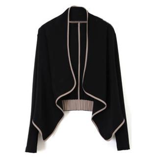 Casual Style V-Neck Asymmertric Closure Long Sleeve Cotton Blend Women's Short Coat
