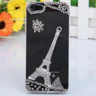 Luxury 3D Tower Pattern Diamonds Plastic Clear Case for iPhone 5 (Transparent and Silver)