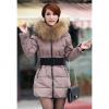 Casual Stand Neck Plus Size Faux Fur Collar Long Sleeves Thicken Warm Eiderdown Women's Coat