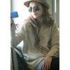 Concise Scoop Neck Loose-Fitting Solid Color Dolman Long Sleeves Women's Sweater