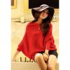 Sophisticated Boat Neck Solid Color Batwing Long Sleeves Plus Size Woolen Blend Women's Sweater