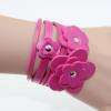 Fashionable Cute Style Flower Shape Embellished Multi-Layered Leather Bracelet For Women